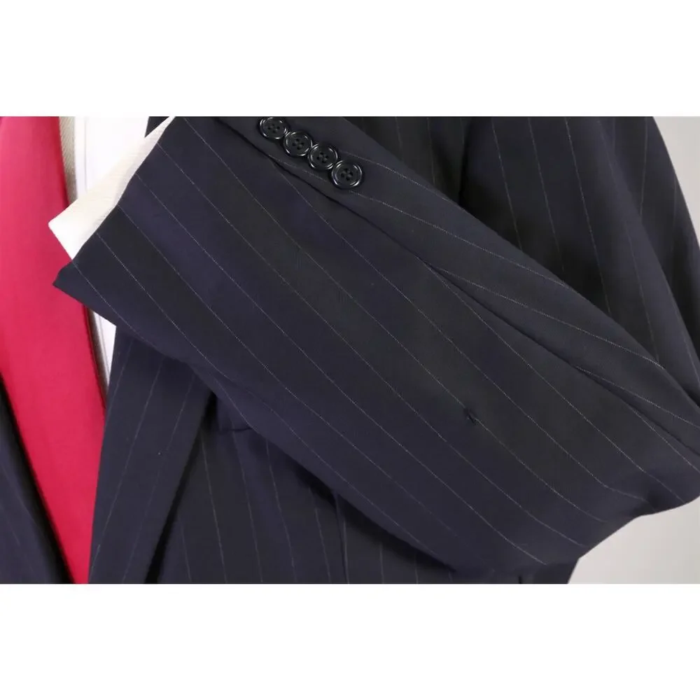 Brooks Brothers Golden Fleece Navy Pinstripe Suit Jacket Blazer Loro Piana 46L